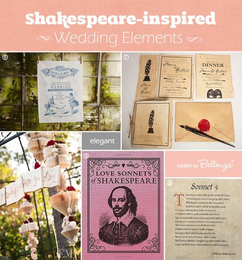 Shakespeare Wedding Theme, Shakespeare Wedding, Heart Melting Quotes, Book Page Garland, Favor Display, Romantic Spring Wedding, Spring Wedding Decorations, Wedding Elements, Diy Brides