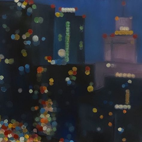 Blurry City Painting, Blurry Acrylic Painting, Blurred Background Painting, How To Paint Blurry, Blurry Lights Painting, Blurred Painting, Blurry City Lights, Blurry Painting, Static Painting