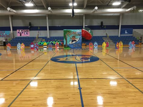 Hawaiian Themed Pep Rally 8•26•16 Gym Decorations Beach Pep Rally, Rally Ideas, Rally Idea, Pep Rally, Hawaiian Theme, Student Council, School Motivation, Leadership, Bulldog