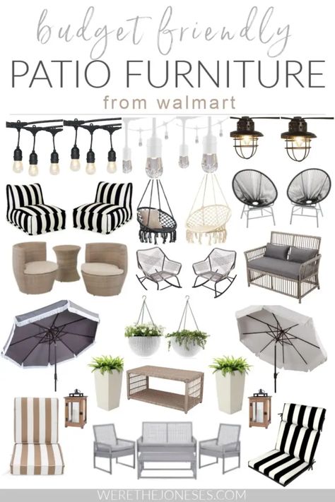 Budget friendly patio furniture ideas for your backyard oasis! Affordable outdoor furniture and decor to decorate your patio in style all from Walmart! Patio furniture can be inexpensive - but I've rounded up stylish & cost effective outdoor furniture that won't break the bank! #patiofurniture #outdoordecor #backyarddecor #patiodecor #patio Budget Friendly Patio, Inexpensive Patio, Affordable Outdoor Furniture, Resin Patio Furniture, Backyard Furniture, Budget Patio, Apartment Patio Decor, Patio Furniture Ideas, Deck Decorating Ideas