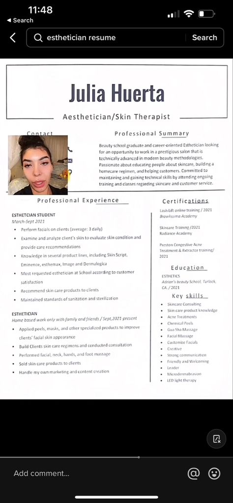 Esthetician Skills Resume, Entry Level Esthetician Resume, Esthetician Written Exam, Esthetician School Projects, Esthetics Resume, Esthetician Portfolio Examples, Esthetician Resume Examples, Esthetician Resume With No Experience, Esthetician Student Notes