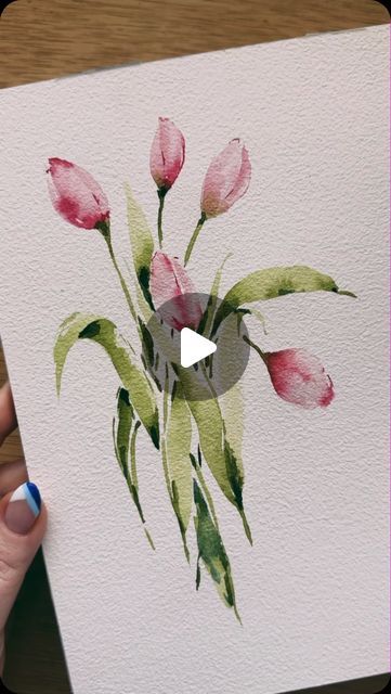 Watercolor Painting Tutorials Videos, French Watercolor Paintings, Small Watercolor Ideas, Watercolor Art For Beginners Simple Easy, Water Colors Painting Easy, Watercolor Art Simple, Akvarel Painting, Watercolor Tutorial Videos, Watercolor Paintings Flowers