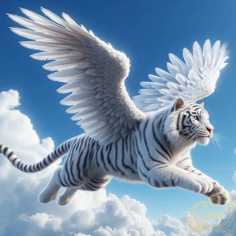 https://card9.com/ai/white-tiger-has-wings Tiger With Wings, Tiger Wings, Imaginary Creatures, Snow Tiger, Cats Family, White Tigers, Mystical Animals, Tiger Logo, White Lion