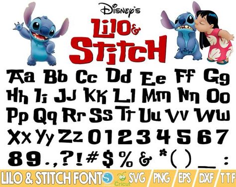 Numbers Tattoo, Lilo En Stitch, Lilo Und Stitch, Cross Stitch Fonts, Free Characters, Lilo Et Stitch, Free Script Fonts, Lettering Styles, Cricut Free