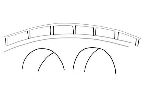 Bridge Drawing Easy, Simple Bridge Drawing, Bridge Landscape Drawing, Bridge Sketch Simple, Bridge Illustration Simple, Bridge Architecture Drawing, Bridge Sketch, Old Bridge Drawing, Drawing Tips And Tricks