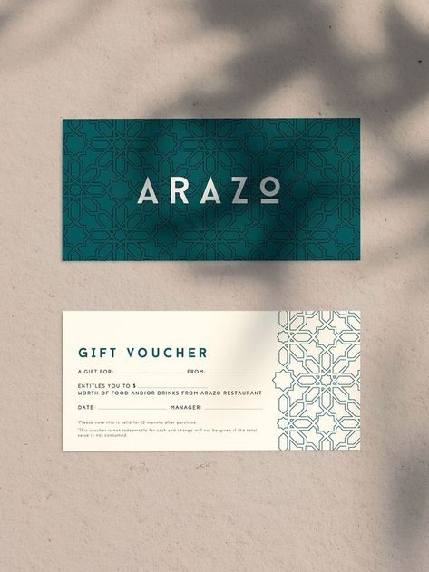 Restaurant Voucher Design, Gift Voucher Design Ideas, Voucher Design Ideas, Gift Certificate Design, Restaurant Vouchers, Gift Voucher Design, Creative Layout, Voucher Design, Restaurant Gift Cards