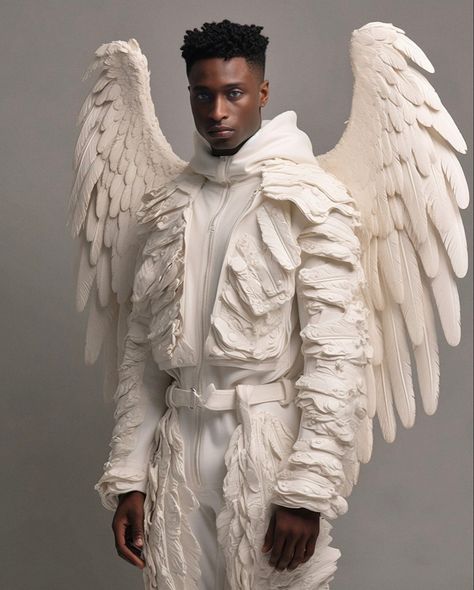 Via: @str4ngething Greek God Costume, F Men, Angel Outfit, Angel Costume, Monochrome Fashion, Fantasias Halloween, Futuristic Fashion, Black Men Fashion, Fashion Design Clothes