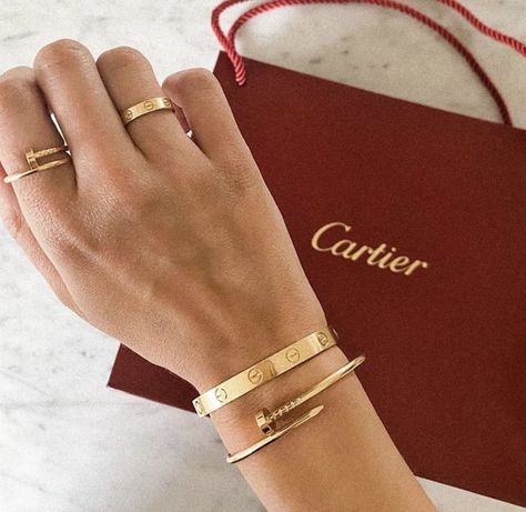 ✨ on Twitter: "gold cartier jewellery… " Cartier Nail Bracelet, Cartier Jewellery, Chevron Friendship Bracelet, Nail Bracelet, Rainbow Loom Bracelets, Friendship Bracelets Tutorial, Nail Ring, Cartier Jewelry, Knuckle Rings