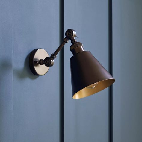 Keats Single Arm Wall Light - Bronze Sitting Room Lighting, Country Style Bathroom, Wall Lights Uk, Library Lights, Bedroom Wall Lights, Kitchen Extension Ideas, Little Bathroom, Pub Ideas, Kitchen Concept