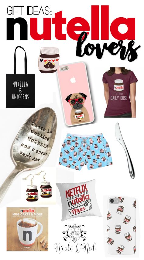 Celebrate World Nutella Day with these Fun Gift Ideas for Nutella Lovers - Perfect for any chocoholic or Nutella addict, this gift guide will leave you with plenty of ideas for Birthday Gifts, Christmas, Easter, Valentine's Day Gifts, Anniversary, Wedding, Bridal Shower, Baby Showers and more. Nutella Valentines, Nutella Favors Gift Ideas, Nutella Gift Ideas, Mini Nutella Gift Ideas, World Nutella Day, Nutella Gifts, Nutella Lover, Nutella Bottle, Valentine Wedding