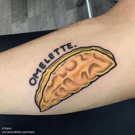 Omelette. Pop Art Food, Contemporary Pop Art, Explore Tattoo, Inner Forearm, Art Food, Tortillas, Tattoo Artist, Ink Tattoo, Jesus Fish Tattoo