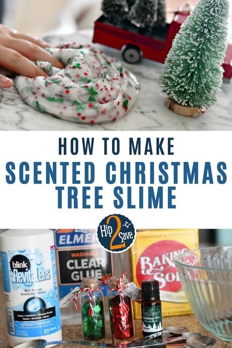 Make your own scented Christmas slime this holiday season! This is a fun DIY Christmas craft for kids. Here is a homemade slime recipe that smells just like a Christmas tree. Christmas Slime Recipe, Diy Christmas Slime, Christmas Tree Essential Oil, Christmas Ornaments Homemade Kids, Grinchmas Party, Christmas Slime, Smells Like Christmas, Make Christmas Tree, Homemade Slime Recipe