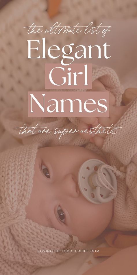 Love aesthetic names for 2025? These elegant girl names are a little cottagecore, and somewhat whimsical but entirely pretty! If your style is kinda posh baby names, kinda rich girl names or gives royal baby girl names, you're going to *love* this one - and I can *guarantee* you'll add at least a handful to your baby names list! (There are tons of super unique names for girls!) Unique Baby Names List, Rare Female Names, Royal Baby Girl Names, Girl Names Aesthetic, Posh Baby Names, Rich Girl Names, Unique Names For Girls, Spanish Girls Names, Elegant Girl Names