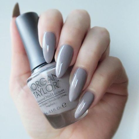 Almond Acrylic Nails Designs, Almond Shaped Nails, Shaped Nails, Almond Shape Nails, Morgan Taylor, Gray Nails, Almond Acrylic Nails, Super Nails, Almond Shaped