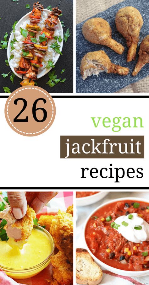 Vegan Jackfruit recipes make really delicious and satisfying dinners that can even be healthy. You can use your slow cooker/crockpot for cooking pulled pork, tacos, or curry dishes with them. Jackfruit is a great meat substitute and goes really well with BBQ, if you are craving those "meaty" flavors and texture. | The Green Loot #vegan #jackfruit Vegan Jackfruit Recipes, Resep Vegan, Vegan Jackfruit, Vegan Crockpot Recipes, Vegan Crockpot, Jackfruit Recipes, Pulled Pork Tacos, Healthy Tacos, Pork Tacos