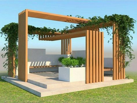 Green House Garden, Kursi Outdoor, Diy Gazebo, Modern Gazebo, Gazebo Plans, Diy Backyard Patio, Outdoor Seating Area, Modern Pergola, Desain Lanskap