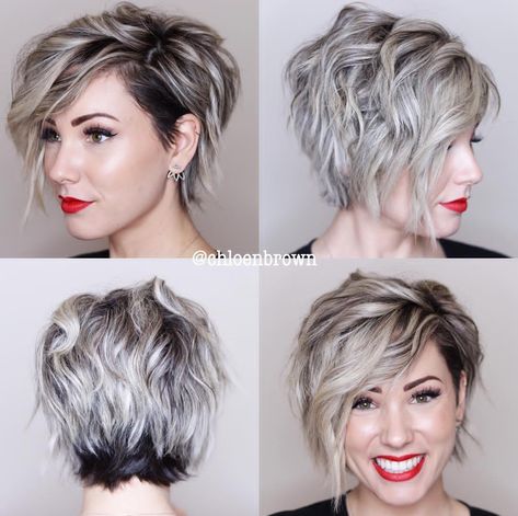 Asymmetrical pixie bob 360 view Asymmetrical Bob Short, Cute Short Haircuts, Hair Summer, Penteado Cabelo Curto, Short Bob Hairstyles, Hair Today, Bob Hairstyle, Short Hairstyles For Women, Thick Hair