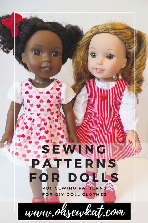 Wellie Wishers Patterns Free, Diy Doll Pattern, Make Doll Clothes, Valentine Fashion, Day Clothes, Make Doll, American Girl Wellie Wishers, Baby Doll Clothes Patterns, Wellie Wishers Dolls