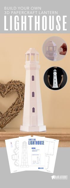 Lighthouse papercraft DIY project. Make your own paper lighthouse model. Print, cut, stick and assemble from PDF template. Choose your own colour scheme and make some nautical beach decor for your home | KaBlackout Cardboard Lighthouse, Lighthouse Template, Paper Lighthouse, Lighthouse Woodworking Plans, Diy Lighthouse, Letter D Crafts, Diy Tea, Tea Diy, Papercraft Templates