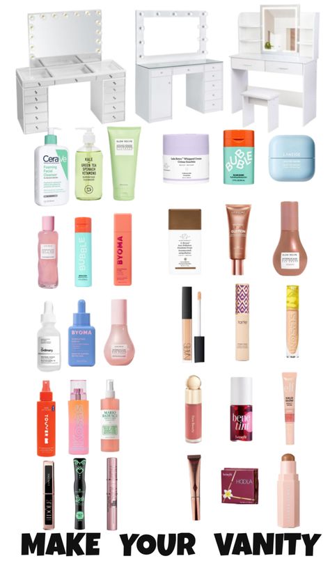 Different varieties of your skincare routine you would like in your vanity Preppy Makeup, Girly Christmas Gifts, Room Organization Bedroom, American Girl Doll Diy, Basic Skin Care Routine, Room Redesign, Diy Doll, Pick One, Makeup Brushes