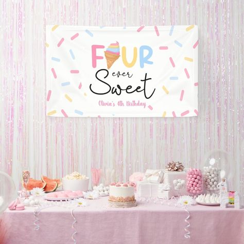 Birthday Party Design, First Birthday Banners, Ice Cream Birthday, Birthday Party Banner, 6th Birthday Parties, 4th Birthday Parties, 3rd Birthday Parties, 2nd Birthday Parties, Party Signs