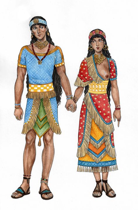 Crete Fashion, Babylonian Clothing Women, Ancient Egypt Clothes, Minoan Women, Mesopotamia Fashion, Minoan Fashion, Assyrian Clothing, Minoan Clothing, Ancient Minoan Clothing