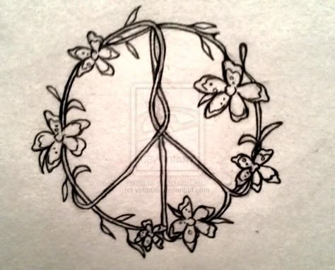 Spiritual Sunflower Tattoo, Simple Hippie Tattoos, Hippy Tatoos Free Spirit, Earthy Tattoos Hippie, Tattoo Armband, Flower Peace Sign, Peace Sign Tattoos, Peace Tattoos, Peace Symbols