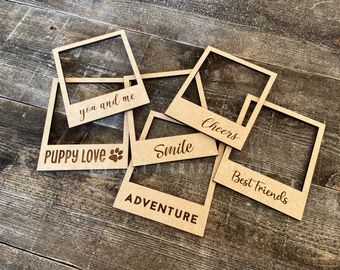 Magnetic Picture Frame, Polaroid Picture Frame, Picture Frame Wood, Polaroid Picture, Laser Cut Wood Crafts, Magnet Board, Laser Engraved Ideas, Personalized Picture Frames, Polaroid Frame