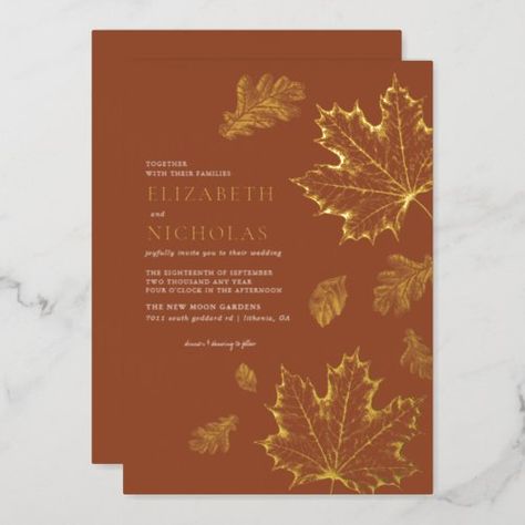 $3.95 | Boho Vintage Leaves Rustic Fall Terracotta Wedding #terra cotta, modern wedding invitation, elegant fall wedding, burnt orange, summer autumn boho wedding, botanical wedding invitation, real gold foil, simple wedding invitation, terracotta minimalist invite, rustic autumn leaves Fall Terracotta Wedding, Fall Wedding Burnt Orange, Autumn Boho Wedding, Laura Price, Wedding Burnt Orange, Autumn Wedding Invitations, Minimalist Autumn, Boho Wedding Invitation Template, Elegant Fall Wedding