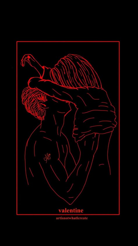 Red And Black Art Aesthetic, Hot Red Aesthetic, Hot Wallpapers Aesthetic, Dark Couples Art, Red Dark Aesthetic, Kiss Draw, Kiss Wallpaper, Romantic Drawing, Wallpaper Pastel