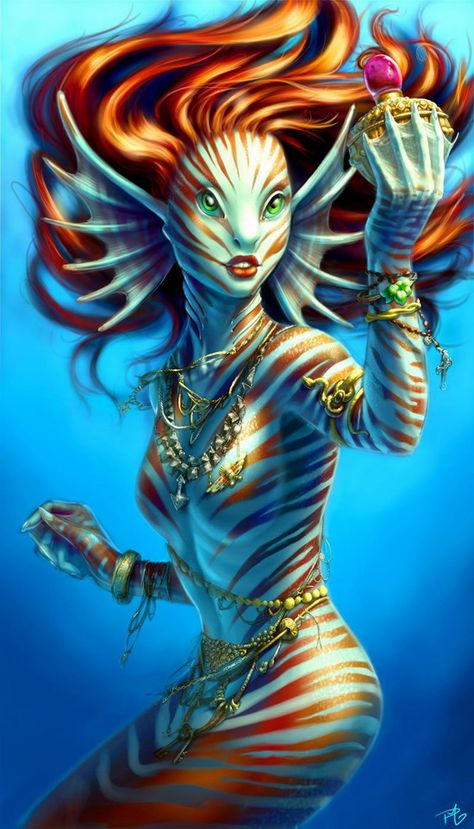 Tiger mermaid- this would be a much cooler version of ariel Bored Art, Fantasy Mermaids, Heroic Fantasy, Mermaid Pictures, Samurai Tattoo, Mermaids And Mermen, Deviant Art, Dessin Adorable, Mystical Creatures