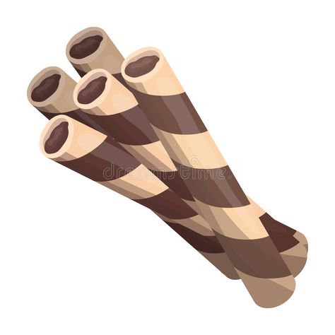 Chocolate wafer straws icon in cartoon style isolated on white background. Chocolate desserts symbol stock vector royalty free illustration Eco Friendly Logo Design, Background Chocolate, Wafer Rolls, Eco Friendly Logo, Friendly Logo, Chocolate Wafer, Chocolate Wafers, Free Illustration, Cartoon Style