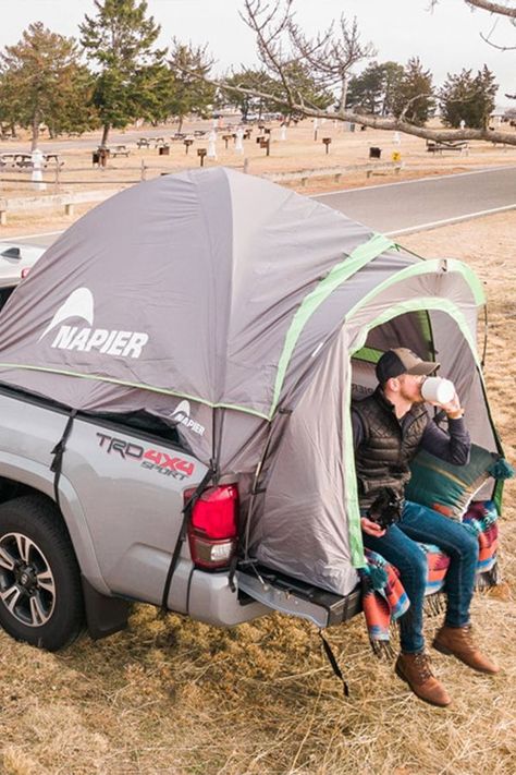 Camping in the back of a pickup truck is a great way to do some adventure travel and sleep comfortably after a long day of mountain biking or hiking. You can fit the whole family including kids and dogs in the bed of your truck. Great way to setup a campsite on rocky ground while overlanding or when visiting a National Park. Must have accessory if you own a truck! via @parkedinparadise Pickup Truck Camping Ideas, Truck Must Haves, Truck Tent Camping Ideas, Truck Bed Tent Camping, Truck Camping Setup, Pickup Truck Camping, Truck Tent Camping, Bil Camping, Camping Truck