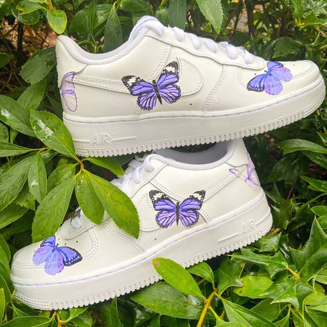 Butterfly Nike, Nike Air Force 1s, Air Force 1s, Shoe Stretcher, Air Force 1 Custom, Custom Air Force 1, Air Force One, Hand Painted Shoes, Cute Nike Shoes