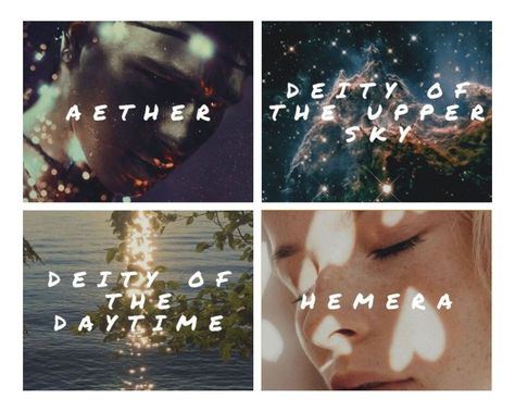 greek myth / couples / aether & hemera Mythological Gods, Greek Deities, Roman Myth, Percy Jackson Fanfic, Goddess Names, Greek Myth, Latin Word, Greek Gods And Goddesses, Root Words