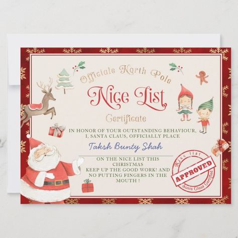 Create your own Invitation | Zazzle.com Christmas Cocktail Party, Nice List Certificate, Santa's Nice List, Elf Activities, Christmas Cocktail, Nice List, Christmas Cocktails, From Santa, Create Your Own Invitations