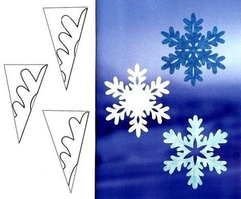 * Snöflingor I Papper, Paper Snowflake Template, Paper Snowflake Patterns, Paper Snowflakes Diy, Snowflake Template, Snow Flakes Diy, Kraf Diy, Snow Flakes, Paper Snowflakes