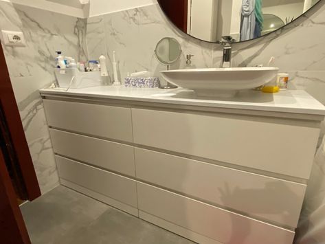 Kullen Ikea Hack, Ikea Hacks Bathroom, Kullen Ikea, Ikea Kullen, Ikea Hack Bathroom, Malm Dresser, Ikea Bathroom, Ikea Malm, Bathroom Cabinet