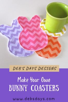 Deb's Days: Make Your Own Bunny Rabbit Coasters - A DIY Fun Fabric Easter Project Easter Placemats Patterns, Easter Placemats Diy, Bunny Coaster, Easter Coasters, Easy Easter Sewing Projects, Diy Coasters Fabric, Easter Sewing Ideas, Easter Crafts Diy Homemade, Fabric Easter Eggs