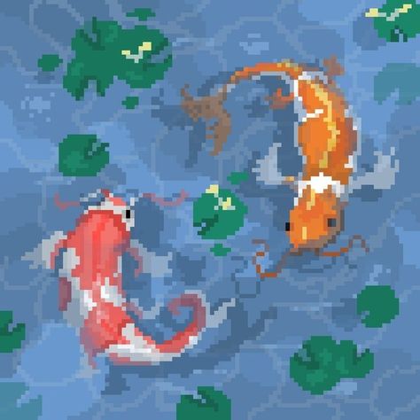 Anime Fish Aesthetic, Fish Widget Icon, Koi Fish Widget, Pixel Art Widget, Pretty Pixel Art, Koi Fish Cute, Cute Pixel Art Aesthetic, Fish Widget, Cool Widgets