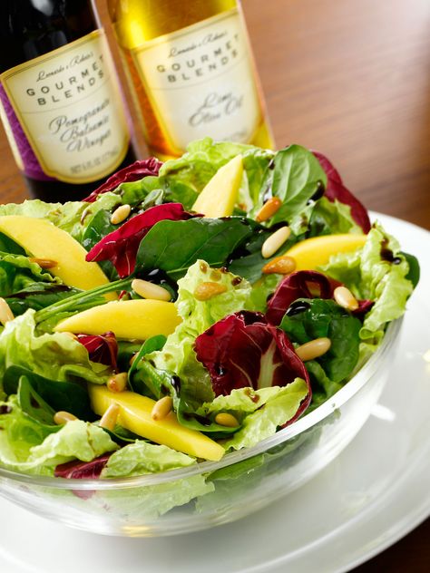 Ann's Mango Salad for Two ~ Pomegranate Balsamic and Persian Lime Olive Oil Pomegranate Balsamic Vinegar, Pomegranate Vinegar, Salad Skewers, Fig Balsamic Vinegar, Caprese Salad Skewers, Vinegar Salad, Salad Recipes For Parties, Vinegar Salad Dressing, Salad Recipes Lunch