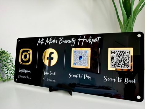 Scan To Pay Sign, Payment Sign, Home Beauty Salon, Scan To Pay, Qr Code Sign, Wifi Sign, Custom Business Signs, Acrylic Signage, Social Media Signs