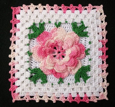 crochet irish rose granny square | Recent Photos The Commons Getty Collection Galleries World Map App ... Rose Granny Square, Picot Crochet, Crochet Potholder, Crochet Rose Pattern, Irish Rose, Crochet Afghan Patterns Free, Rose Crochet, Crochet Potholders, Afghan Patterns