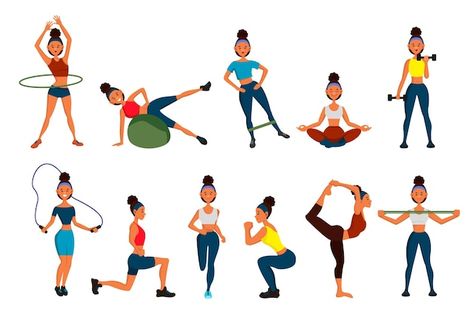 A set of illustrations fitness for women... | Premium Vector #Freepik #vector #exercise-cartoon #stretching-exercises #exercise #stretching Women Healthy Lifestyle, Exercise Cartoon, Exercise Images, Fitness For Women, Stretching Exercises, Do Exercise, Stretching, Premium Vector, Creative Market