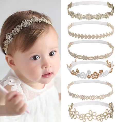 Baby Brezz|nylon Lace Baby Headband - Elastic Turban For Newborns & Toddlers Baby Lace Headband, Newborn Turban, Korean Princess, Occasion Hair, Korean Baby, Lace Headband, Korean Babies, Floral Decorations, Baby Hair Accessories