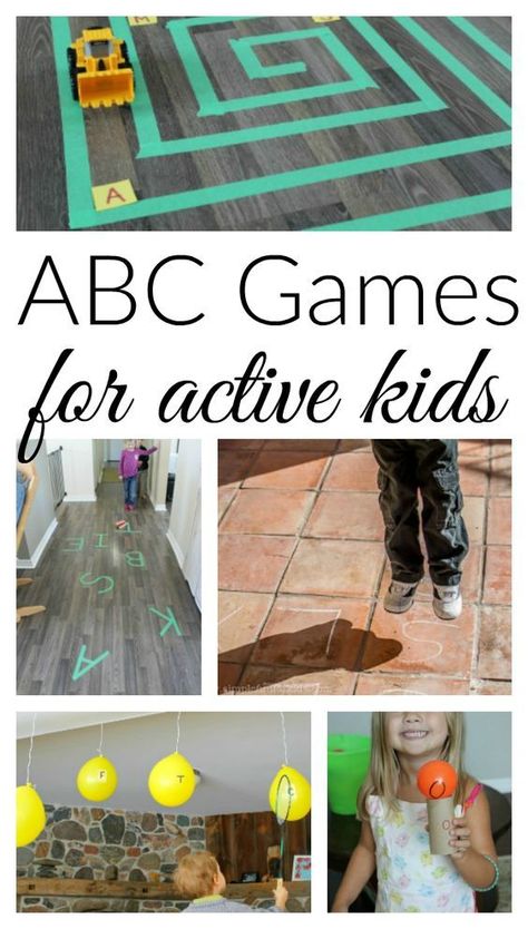 These alphabet games are perfect for active kids! Great activites for practicing letters and sounds with preschoolers. Letter Recognition Activities, Preschool Alphabet, Letters And Sounds, Abc Games, Abc Activities, Worksheets Preschool, Alphabet Games, Preschool Literacy, Alphabet Activities Preschool