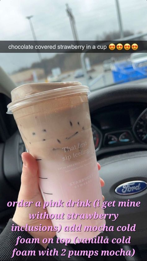 I hope y'all enjoy!!! Starbucks Drinks Pink Drink Cold Foam, Choclate Starbucks Orders, Pink Starbucks Coffee, Strawberry Milk Starbucks, Pink And Brown Starbucks Drink, Starbucks Drinks With Strawberry Cold Foam, Starbucks Pink Drink With Chocolate Cold Foam, Valentines Drinks Starbucks, Pink Drink Chocolate Foam