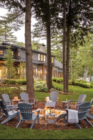 Luxury on the Lake - Maine Home + Design Bobby Mcalpine Lake House, Homes On The Water, Lake House Canada, French Lake House, Lake Cabin Exterior, Moody Bedroom Wall, Maine Lake House, Lakehouse Aesthetic, Maximalist Decor Wall