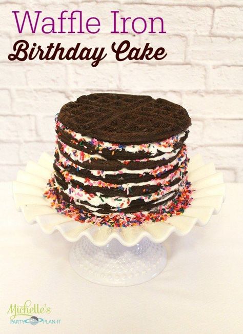 How to make a cake with a Waffle Iron for a breakfast birthday party #breakfastbirthdaypartyideas #wafflebirthdaypartyideas #kidsbirthdayparty #kidsbirthdaypartyideas #girlbirthdayparty #girlbirthdaypartyideas #boybirthdayparty #boybirthdaypartyideas Waffle Birthday, Ice Cream Sandwiches Recipe, Waffle Iron Recipes, Dessert Waffles, Breakfast Party Foods, Waffle Maker Recipes, How To Make Waffles, Foods With Iron, Waffle Cake