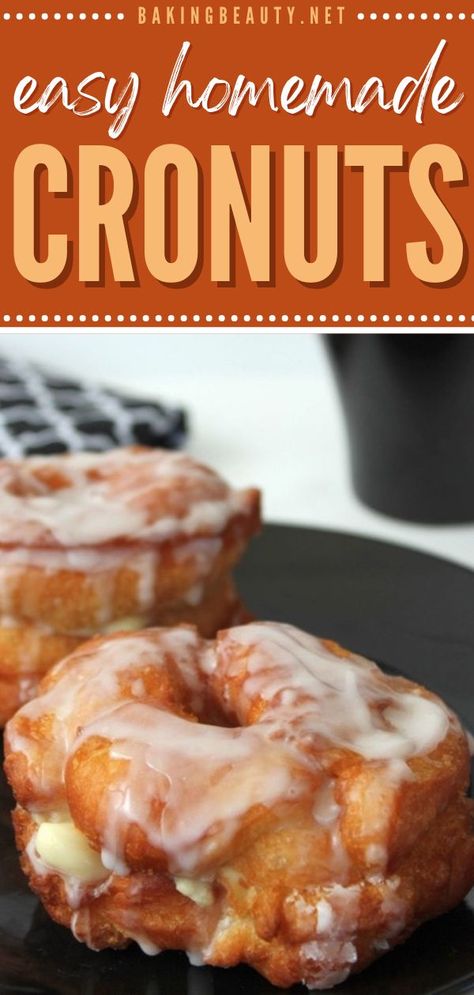 Easy Cronuts Recipe, holiday brunch ideas, christmas morning Donut Maker Recipes Easy, Parlor Donuts Recipe, Breakfast Croissant Recipes, Baked Doughnut Recipes Easy, Easy Baked Donut Recipes, Soft Breakfast Foods, Christmas Donuts Ideas, Homemade Donuts Recipe Easy, Home Made Donuts Recipe